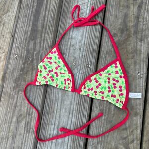 Y2k Bikini Halter Tie Top Cherries Colorful Coquette Early 2000s Swim Suit Top